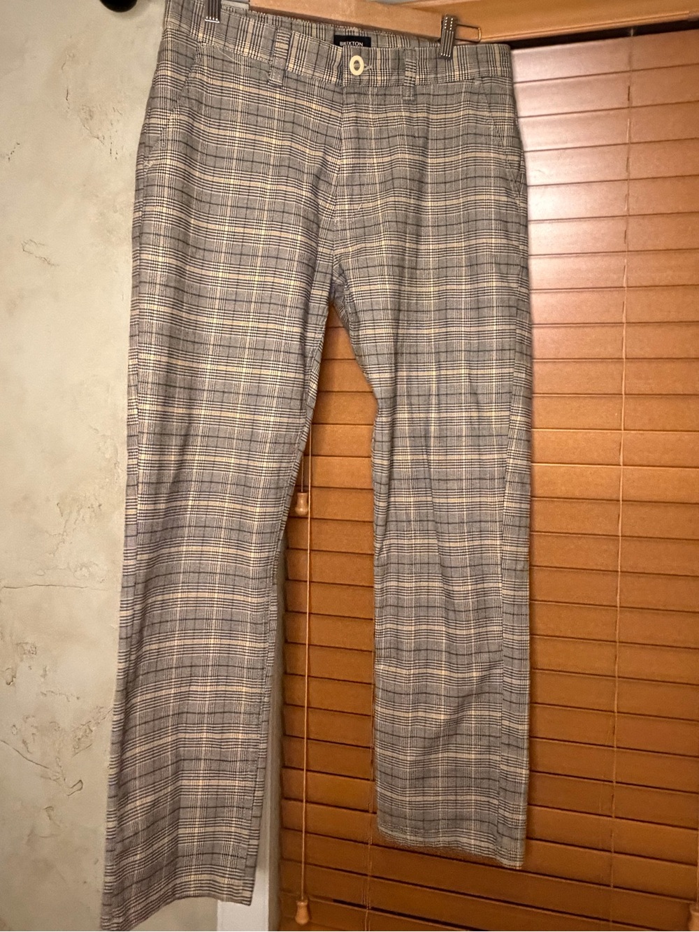 Brixton Men's Plaid Dress Pants in Gray and Tan
